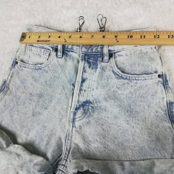 Pacsun Womens Shorts High Rise Rolled Denim Blue Button Fly Light Wash 25 - Picture 5 of 11